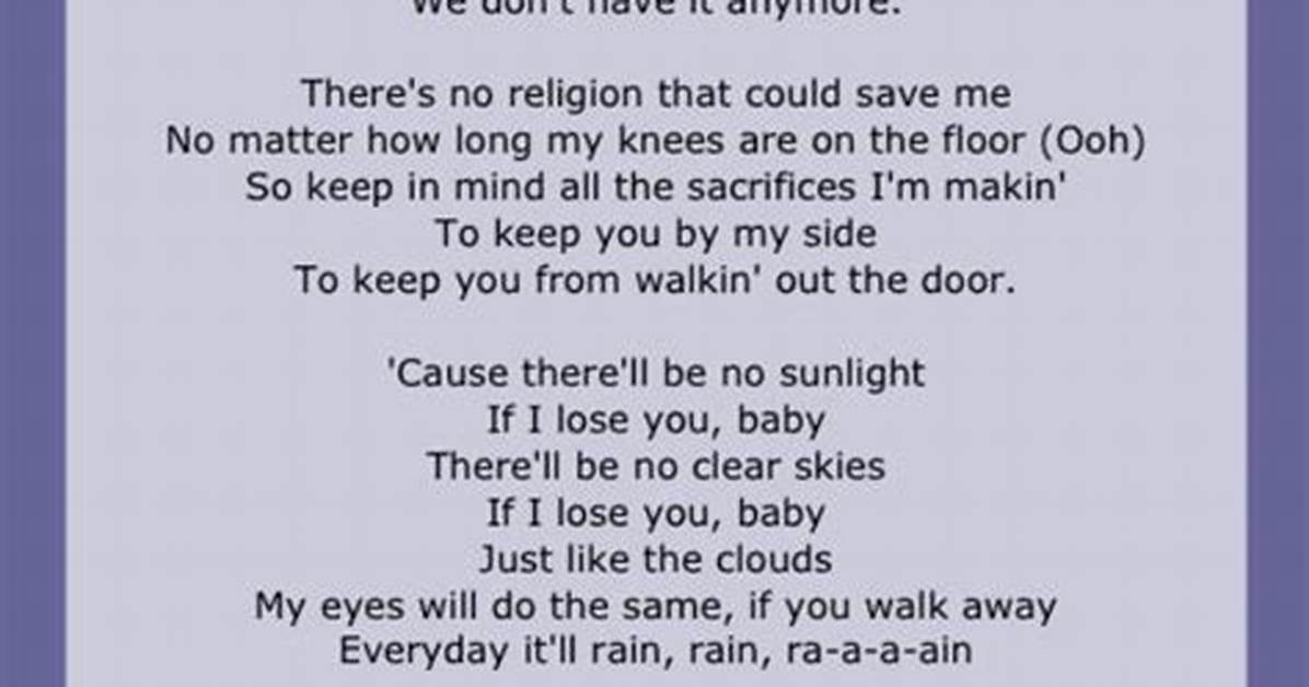 Bruno Mars It Will Rain Lyrics