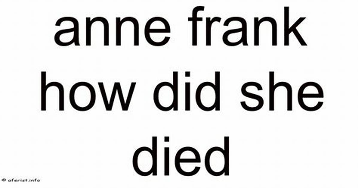 How Did She Died? |